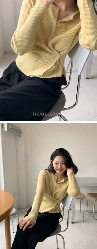 Cream Yellow Slim Sweater