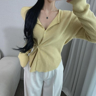 Cream Yellow Slim Sweater