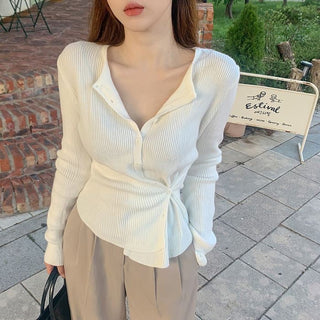 Cream Yellow Slim Sweater