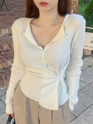 Cream Yellow Slim Sweater