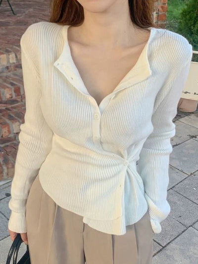 Cream Yellow Slim Sweater