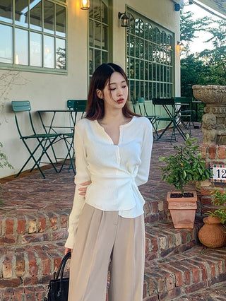 Cream Yellow Slim Sweater