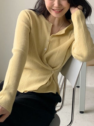 Cream Yellow Slim Sweater