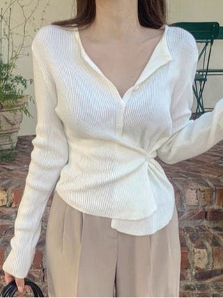 Cream Yellow Slim Sweater