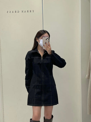 Zipper Polo Dress