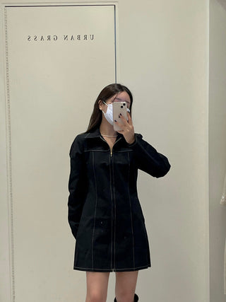 Zipper Polo Dress