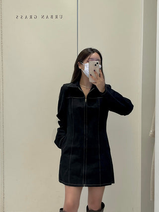 Zipper Polo Dress