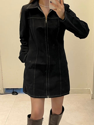 Zipper Polo Dress