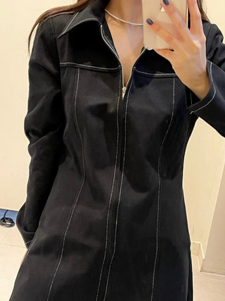 Zipper Polo Dress