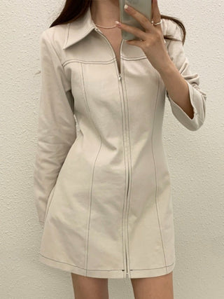 Zipper Polo Dress