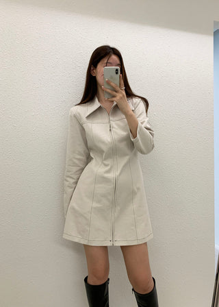Zipper Polo Dress