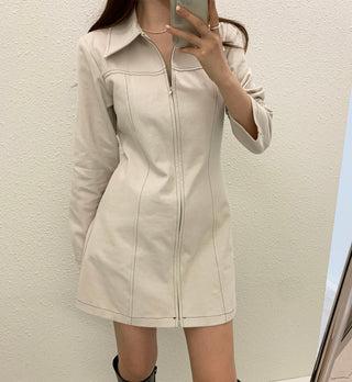 Zipper Polo Dress