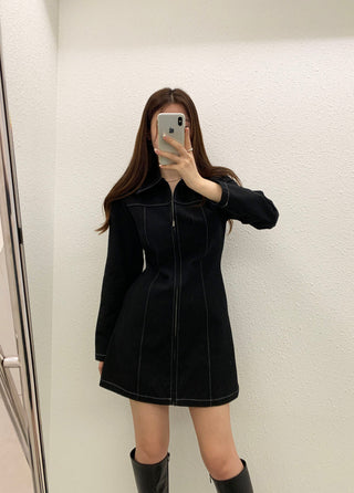Zipper Polo Dress