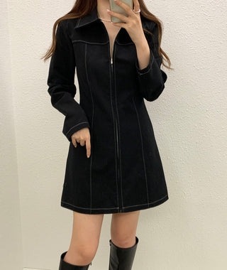 Zipper Polo Dress