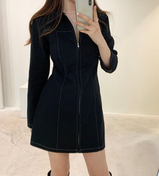 Zipper Polo Dress