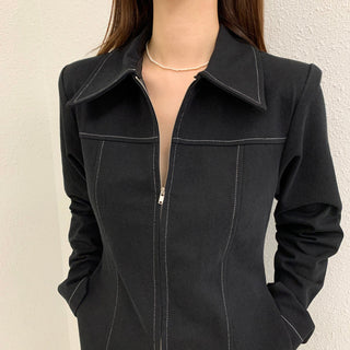 Zipper Polo Dress