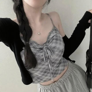 Lace Plaid Two-Piece Set