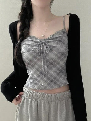Lace Plaid Two-Piece Set