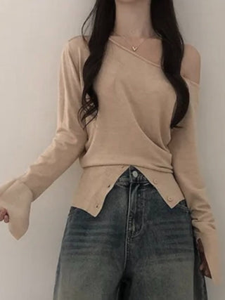 Off-Shoulder Flared Sleeve Top