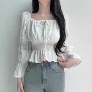 Lace-Up Puff Sleeve Shirt
