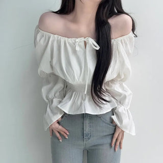 Lace-Up Puff Sleeve Shirt