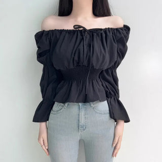 Lace-Up Puff Sleeve Shirt