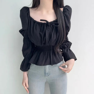 Lace-Up Puff Sleeve Shirt
