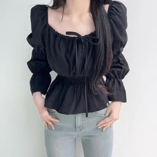 Lace-Up Puff Sleeve Shirt