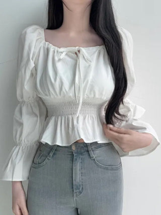 Lace-Up Puff Sleeve Shirt