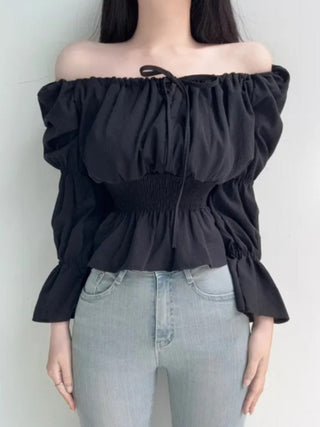 Lace-Up Puff Sleeve Shirt