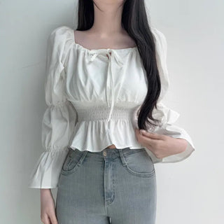 Lace-Up Puff Sleeve Shirt