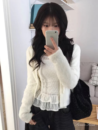 Lace Shirt Skirt Set