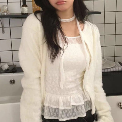 Lace Shirt Skirt Set