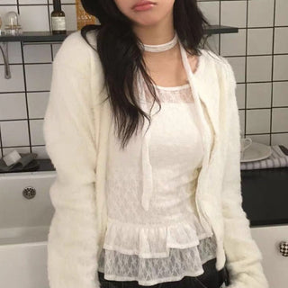 Lace Shirt Skirt Set