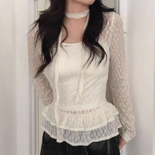 Lace Shirt Skirt Set