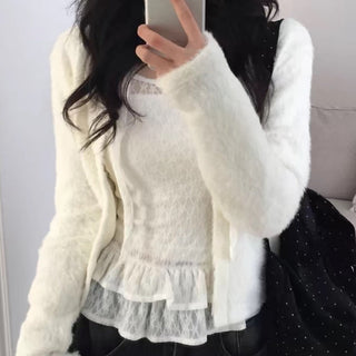 Lace Shirt Skirt Set