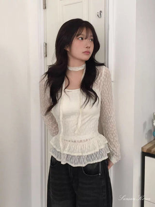 Lace Shirt Skirt Set
