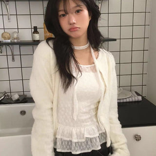 Lace Shirt Skirt Set