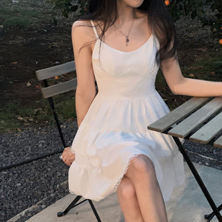 White Lace Suspender Dress