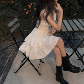 White Lace Suspender Dress