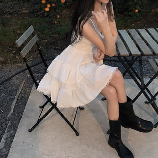 White Lace Suspender Dress