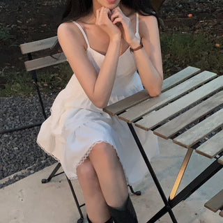 White Lace Suspender Dress