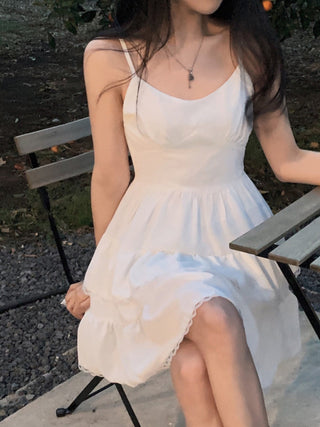 White Lace Suspender Dress