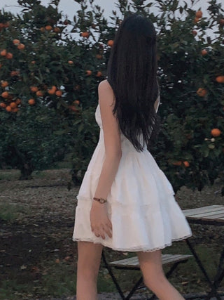 White Lace Suspender Dress