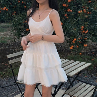 White Lace Suspender Dress