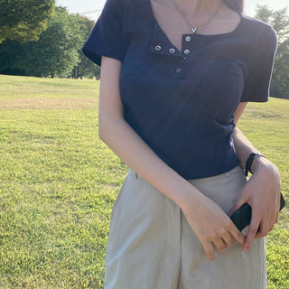 Button Detail T-Shirt