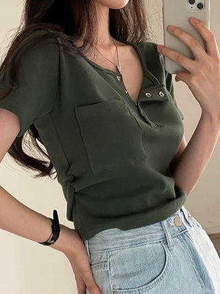 Button Detail T-Shirt