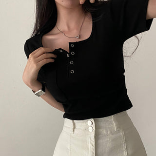 Button Detail T-Shirt