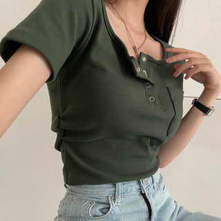 Button Detail T-Shirt
