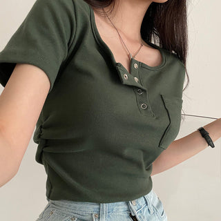 Button Detail T-Shirt